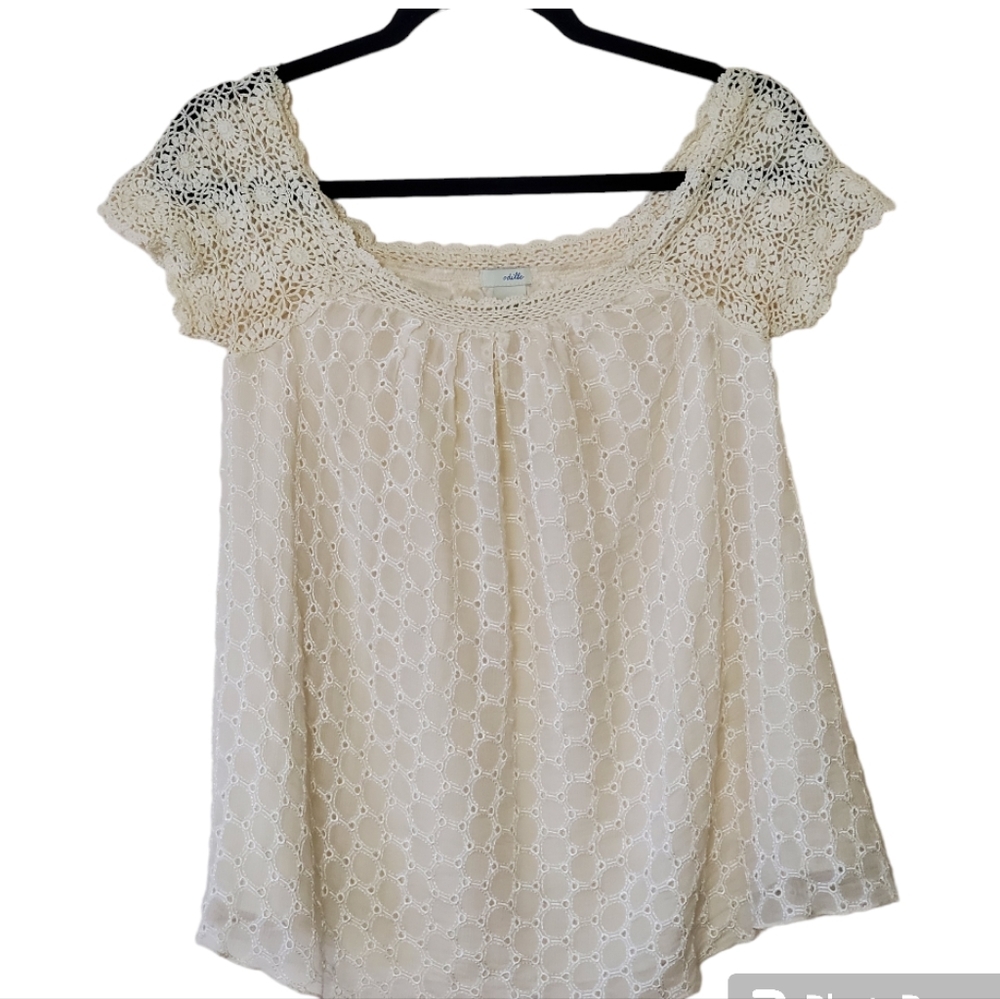 Odille 100% Silk Crochet Top Medium